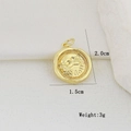 Dettaglio macro di un ciondolo a moneta dorata da 1.5x2.0cm con peso di 3g e incisioni - Stile Moneta con Ritratto (N)