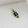 Golden American football charm with blue enamel details and sparkling zircon accents - Black and Blue Football (D)