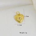 Detailansicht des herzförmigen Evil-Eye-Anhängers in Gold mit Größen- und Gewichtsangaben - Strahlendes Musterherz (V)