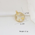 Dettaglio pendente dorato con zirconi che mostra dimensioni di 2,7 cm per 2,1 cm - Stile Anello Multi-totem (Q)