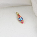 Pink and blue enamel American football charm with sparkling white zircons in gold finish - Pink and Blue Football (B)