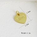Macro detail of gold-plated LOVE heart pendant with dimensions 1.6x1.2cm and 1.1g weight - LOVE Relief Heart Style (D)