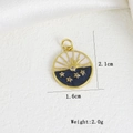 Detailed view of sun and moon enamel pendant dimensions 2.1cm by 1.6cm with 2.0g weight - Star Moon Sun Round Pendant (A)