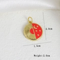 Detail shot of celestial enamel pendant with size guide 2cm on white silk background - Sun Moon Stars Red Round Pendant (B)