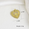 Detail view of heart pendant with cubic zirconia, dimensions 2.3cm by 1.9cm and weight 2.6g - Sunburst Double Layer Heart Style (H)