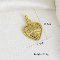 Detailed size view of a gold heart charm with snake relief and purple zircon accents - Snake Relief Purple Stone Heart Style (J)