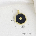 Detailed view of 1.9x1.3cm gold moon star pendant showing precise size and 1.7g weight - Black Base Gold Star Irregular Round Pendant (H)