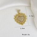 Detailed view of gold heart pendant with zircon pavé setting and dimensions 3.7x2.8cm - Full Zirconia Radial Large Heart Style (L)
