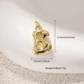 Macro detail of puffy letter B pendant in 18K gold plating with polished finish - Letter B (A0783-B)