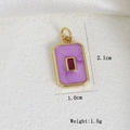 Detail view of purple enamel rectangular pendant with dimensions 2.1cm x 1.0cm - Purple Base Red Gem Rectangular Pendant (J)