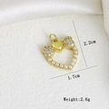 Detail of heart pendant with bow and pearls showing dimensions 2.2cm height and 1.7cm width - Bowknot Artificial Pearl Edge Heart Style (O)