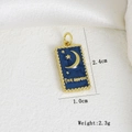 Macro shot of blue enamel tarot moon pendant with 2.4cm height measurements and 2.3g weight - Dark Blue Tarot Style Moon Pendant (L)