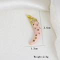 Detail showing pink enamel horn pendant with colored gems and 3.6cm size scale - Pink Base Colorful Gem Horn Pendant (M)