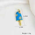 Detail of blue enamel ice cream charm with HAPPY engraving and diamond heart accents - Blue Base Heart Ice Cream Pendant (N)