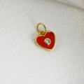 Ciondolo a cuore in oro con smalto rosso e cristallo scintillante per gioielli fai-da-te - Cuore Rosso (W)
