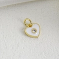 Ciondolo a cuore dorato con smalto bianco e zircone per creazione gioielli fai da te - Cuore Bianco (Y)