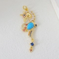 Luxurious seahorse unicorn pendant with turquoise main stone and colorful cubic zirconia - Seahorse Unicorn Shape (06)