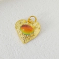 Golden heart pendant with hammered texture and oval color-changing gemstone - Hammered Heart Color Change Style (02)