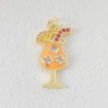 Detail of luxury cocktail pendant with orange enamel and zircon stones in gold plating - Orange Enamel Cocktail Cup (02)