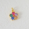 Luxurious flower pendant with rainbow cubic zirconia in 18K gold-plated claw setting - Six Color Spliced Floral (01)