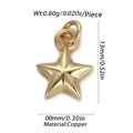 Detailansicht eines vergoldeten Kupfer-Sternanhängers mit Maßen 13mm mal 8mm - Pentagramm-Stil (YSN010-07)