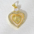 Detailed view of heart-shaped gold pendant with mother of pearl and religious relief - Heart Virgin Mary Relief Style (12)