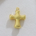 Pendente a croce dorata lucida con finitura metallica liscia per collane fai-da-te - Stile Croce Semplice (02) / Oro