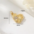 Detail view of gold-plated glove charms with cubic zirconia and exact dimensions - Pave Gold Glove (36)