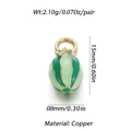 Macro shot of 15x8mm watermelon charm in copper with dimensions and weight info - Striped Watermelon (21)