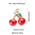 Detailed view of cherry pendants with gold stems and green leaves for DIY jewelry making - Mini Double Cherry (22)