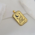 Colgante de tarot bañado en oro con grabado de La Fuerza VIII para joyería DIY - La Fuerza (05)