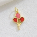 Balloon charm pendant in gold finish with sparkling pink and red glitter fillings - Tricolor Balloon Style (02)