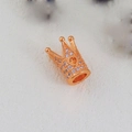 Sparkling rose gold crown bead charm with micro-set zircons for DIY jewelry making - Crown Style D