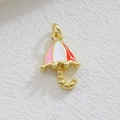 Macro shot of colorful enamel umbrella pendant with gold plating and jump ring - Colorful Umbrella Style (03)