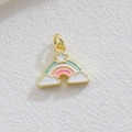 Macro shot of 18K gold-plated rainbow charm with enamel clouds and a tiny star for DIY jewelry - Nebula Rainbow Style (04)