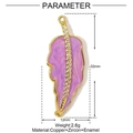 Gedetailleerde parameterweergave van veerhanger met paars emaille en witte zirkoonstenen - Paars Bladhanger (YE912-4)