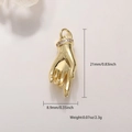 Detailed view of gold hand pendant dimensions with 21mm height and diamond wrist detail - Pointing Down Gesture (20)