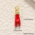 Detail of red enamel hand gesture pendant showing dimensions 17.5mm x 5.3mm and 1g weight - Red Enamel Rock Hand (24)