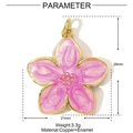 Detailed pink enamel cherry blossom pendant with golden edges and technical dimensions - Pink Gradient Cherry Blossom(25)