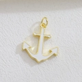 Nautical style gold-tone anchor pendant with white enamel finish and jump ring - White Anchor (01)