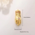 Detailed 22mm gold-plated palm pendant with red ruby inlay and hollow mesh design - Ruby Hollow Palm (27)
