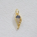 18k gold plated wing pendant featuring dark blue and white stones on white leather - Gold Blue Gemstone Wing (5867416729800)
