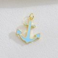 Golden anchor charm with light blue enamel inlay for DIY necklaces and bracelets - Light Blue Anchor (02)