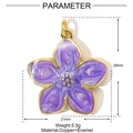 Detail showing 26x21mm purple enamel flower pendant with copper gold-plated finish - Purple Textured Floral (29)