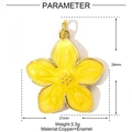 Detailed size parameter view of yellow enamel flower pendant with gold plated copper edges - Bright Yellow Textured Floral (33)