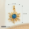 Golden sun pendant with blue center stone and white zircon accents for DIY jewelry - Blue Center Stone Style (SMP53405)