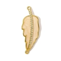 Detail of gold-plated leaf charm with cream enamel and sparkling rhinestones - Beige Enamel Leaf Link (32)