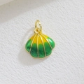 Detail of seashell charm with green and yellow enamel on a gold-plated base - Green Yellow Shell (10)