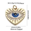 Detail showing gold heart evil eye pendant size 22mm made of copper with crystals - Radiant Heart Evil Eye (11)