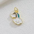 Pendentif arc-en-ciel et nuage doré avec sourire en émail blanc et finitions colorées - Style Arc-en-ciel Nuage Souriant (11)